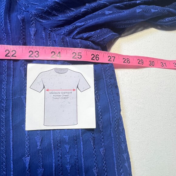 💙Vibrant Royal Blue -Radiant Chic Woven A-Line Crewneck Long sleeve Blouse 2X💙 - Picture 12 of 14